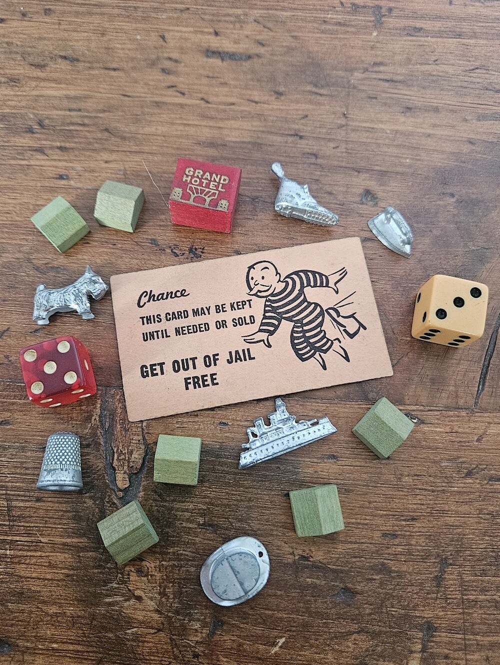 Vintage 1930s-1940s Monopoly Pieces For Trinket Shelf Or Replacement Pieces